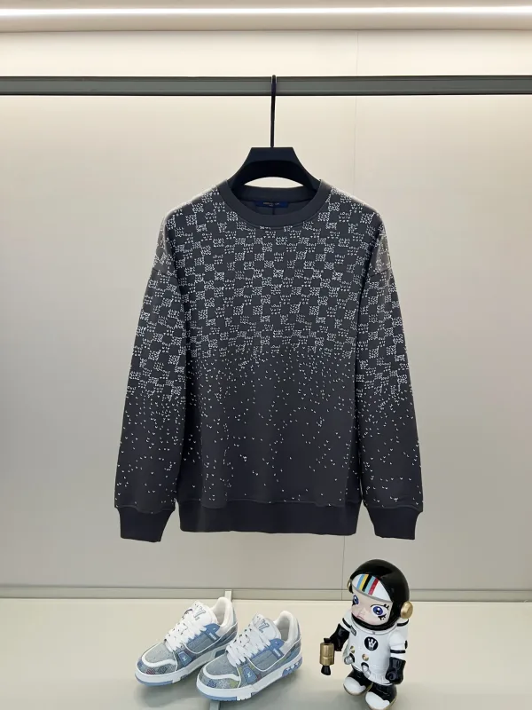 Louis Vuitton Sweatshirt replika super klon Svart Vit Bomull Logotyp