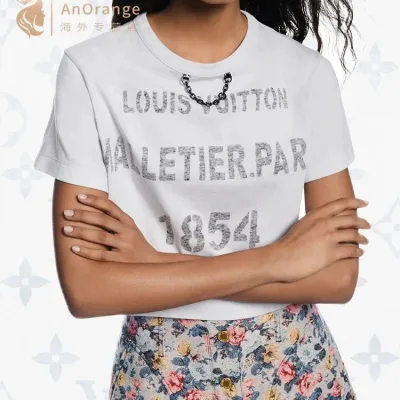 Louis Vuitton Damskjorta replika 1:1 lyx Svart Vit Längd