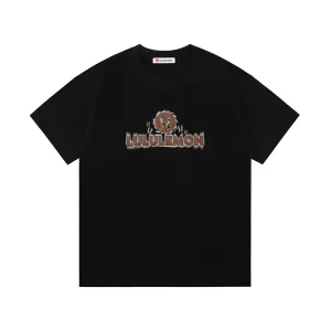 Lululemon Short Sleeves replica 1:1 Black Leather Cotton Logo Double