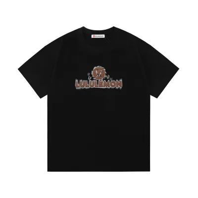 Lululemon Short Sleeves replica 1:1 Black Leather Cotton Logo Double