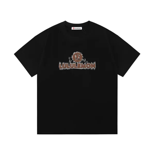 Lululemon Short Sleeves replica 1:1 Black Leather Cotton Logo Double