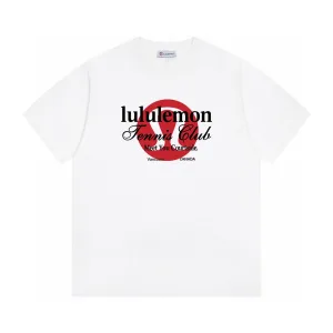 Lululemon Short Sleeves replica 1:1 Black White Cotton Logo Monogram