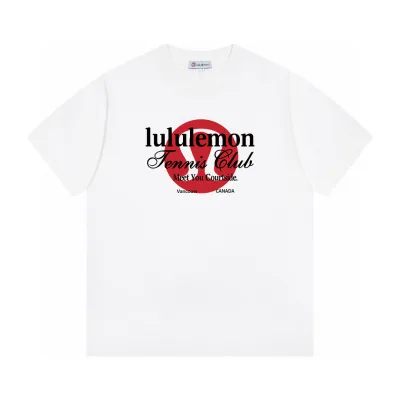 Lululemon Short Sleeves replica 1:1 Black White Cotton Logo Monogram