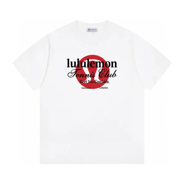 Lululemon Short Sleeves replica 1:1 Black White Cotton Logo Monogram