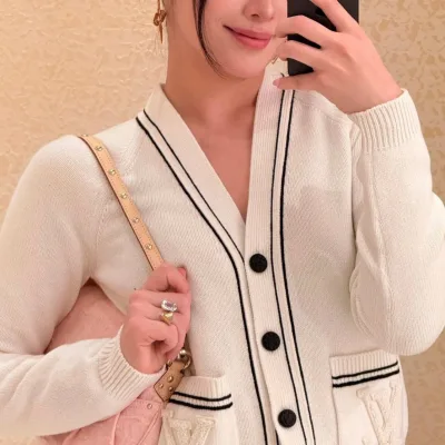 Lv Women Cardigan replica 1:1 Early Fall Sailboat Collection Pocket