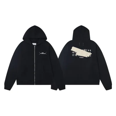 Maison Margiela Coat replika lyx 1:1 Black Cotton Brodered Sweatshirt