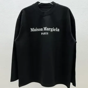 Margiela långärmad replika lyxig svart vit bomullsärmad topp