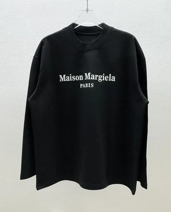 Margiela långärmad replika lyxig svart vit bomullsärmad topp