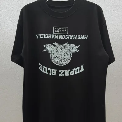 Margiela Skjorta replika lyx Svart Vit Bomull Ankomster Crew Neck