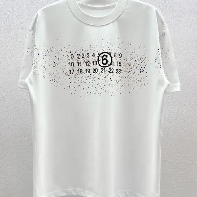 Margiela Skjorta replika lyx Svart Vit Bomull Ankomster Crew Neck