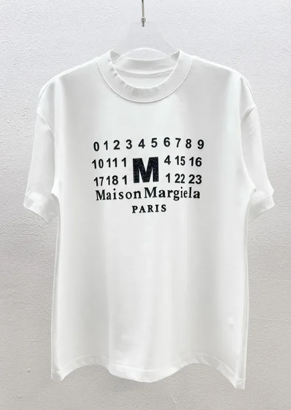 Margiela Skjorta replika lyx Svart Vit Bomull Ankomster Crew Neck