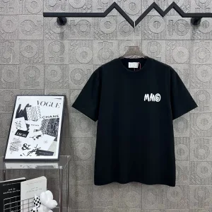 Margiela Short Sleeves replica lyx Svart Vit Logo Washed Retro