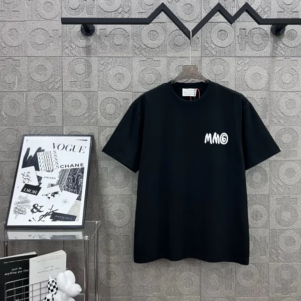 Margiela Short Sleeves replica lyx Svart Vit Logo Washed Retro