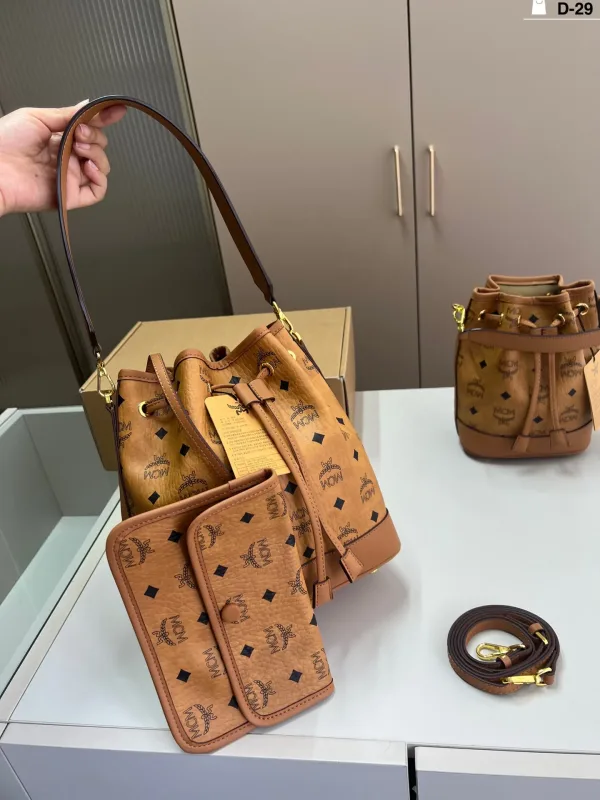 Mcm Bucket Bag Replik Luxus Lässig Groß Kordelzug Sauber Bequem