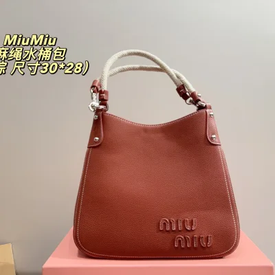Miu Bucket Bag Replik 1:1 Leder Hanfseil Miumiu Ist