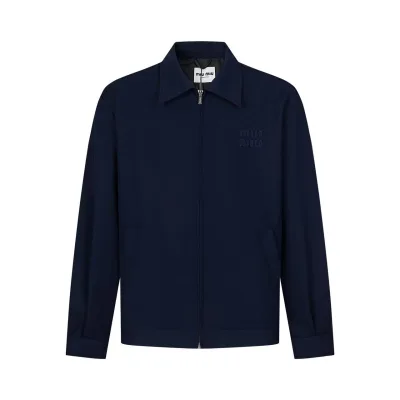 Miu Coat replika 1:1 Marinbl?£¤ logotyp Elegant Casual Formell