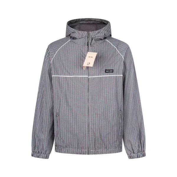 Miu Jacka replika super klon Gr?£¤ Retro Broderad Logo Miumi