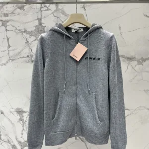Miu Women Sweatshirt replika lyx Ull Logo Broderi Is It