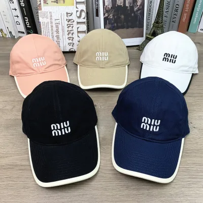 Miumiu Hat replica super clone White Khaki Cap Soft Top