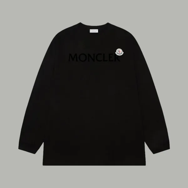 Moncler långärmad replika lyx Svart Vit Bomull Logotyp Retro