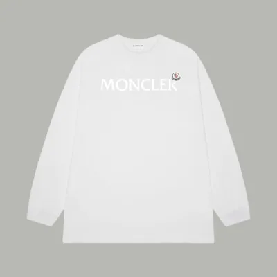 Moncler långärmad replika lyxig svart vit bomullslogotyp Vintage