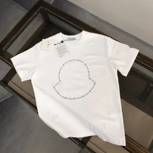 Moncler Skjorta replica lyx Svart Vit Bomull Logotyp Snygg Nyaste