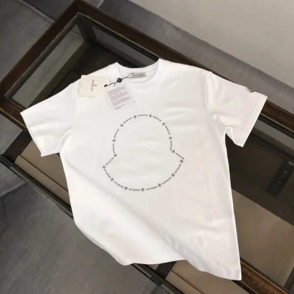 Moncler Skjorta replica lyx Svart Vit Bomull Logotyp Snygg Nyaste
