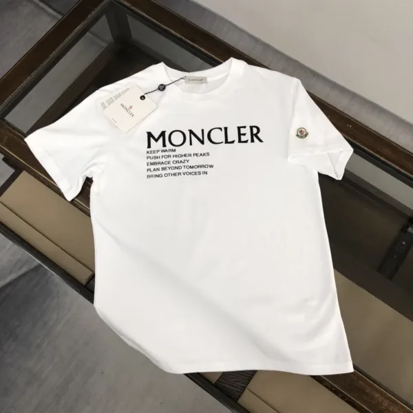Moncler Skjorta replika lyx Svart Vit Bomull Tema Designs Tyg