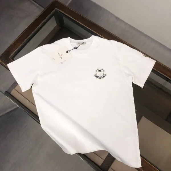 Moncler Kortärmad replika lyx Svart Vit Bomull Bekväm passform