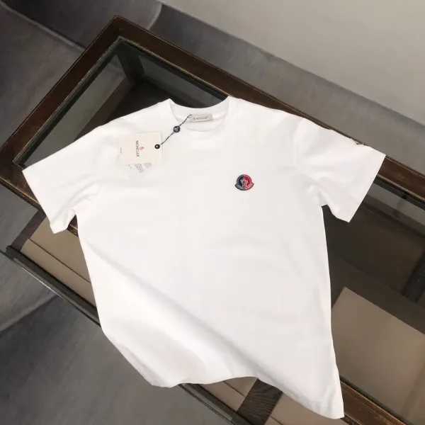 Moncler Kortärmad replika lyx Svart Vit Bomull Bekväm passform
