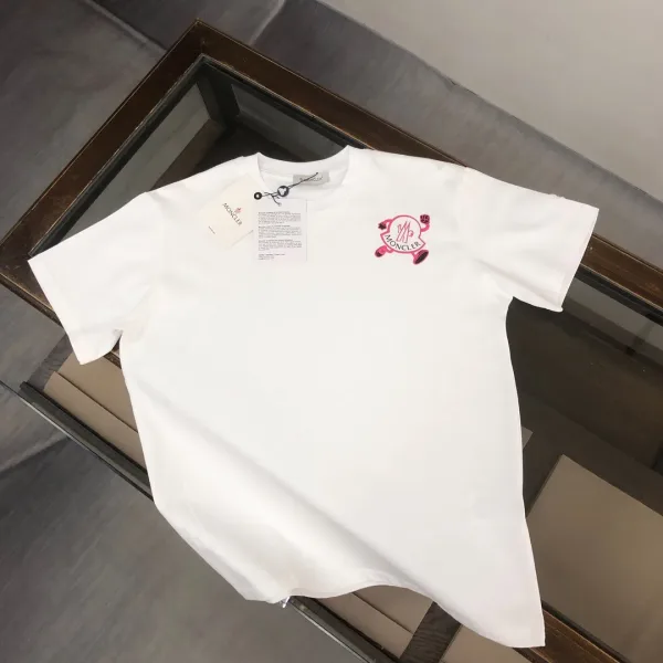 Moncler Kortärmad replika lyx Svart Vit Bomull Bekväm passform