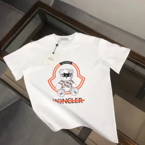 Moncler Kortärmad replika lyx Svart Vit Bomull Tyg Senaste