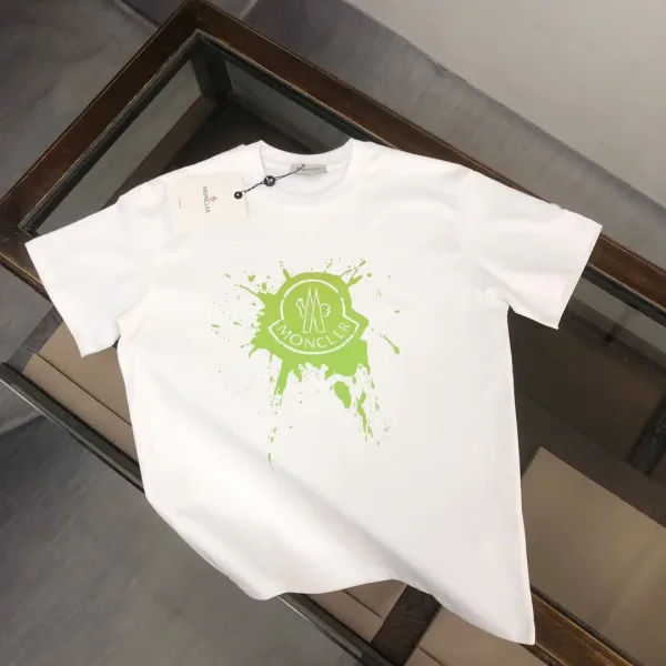 Moncler Kortärmad replika lyx Svart Vit Bomull Logotyp Bekväm