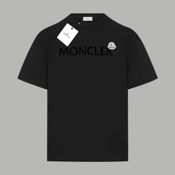 Moncler Kortärmad replika lyx Svart Vit Bomull Logotyp Retro