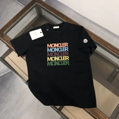 Moncler Kortärmad replika lyx Svart Vit Snygga Män Crew