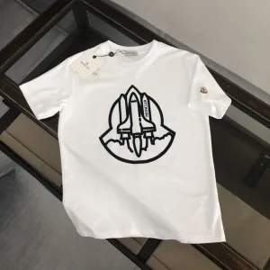Moncler Kortärmad replika lyx Svart Vit Snygga Män Crew