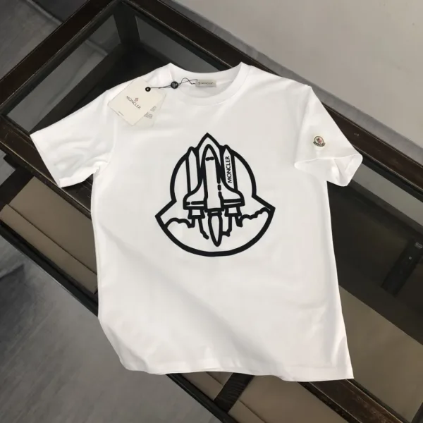 Moncler Kortärmad replika lyx Svart Vit Snygga Män Crew