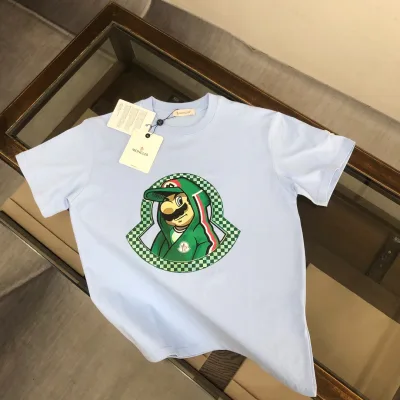 Moncler kortärmad replika lyx super klon Svart Vit Bomull