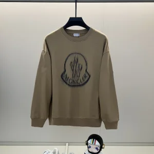 Moncler Sweatshirt replica lyx Svart Vit bomull Logo tvättad rund