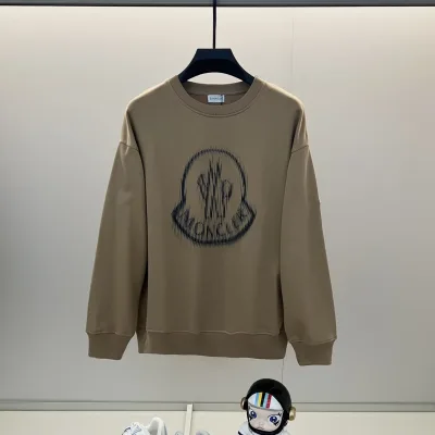 Moncler Sweatshirt replica lyx Svart Vit bomull Logo tvättad rund