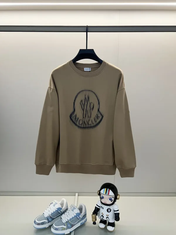 Moncler Sweatshirt replica lyx Svart Vit bomull Logo tvättad rund