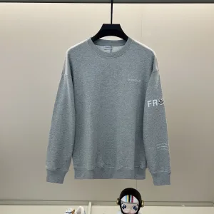 Moncler Sweatshirt replica lyx Svart Vit bomull Logo tvättad rund