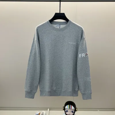 Moncler Sweatshirt replica lyx Svart Vit bomull Logo tvättad rund