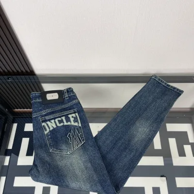 Mute Monogram Jeans replika super clone Grå Denim Läder tvättad