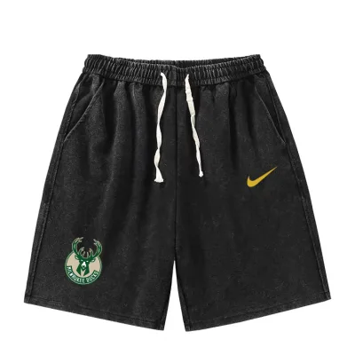 Nike Shorts replika 1:1 Gold Black Cotton Logo tvättad längd