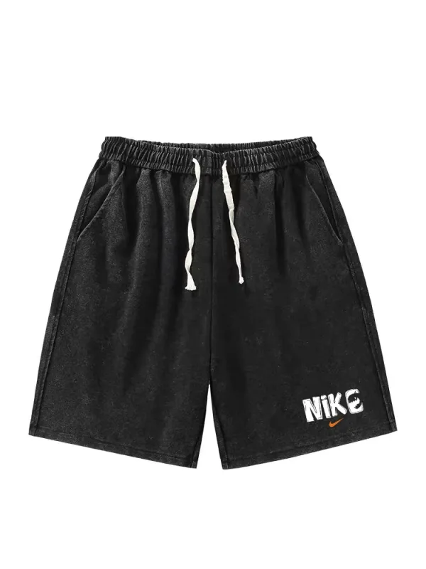 Nike Shorts replika lyx 1:1 Black Cotton Logo Patchwork Längd