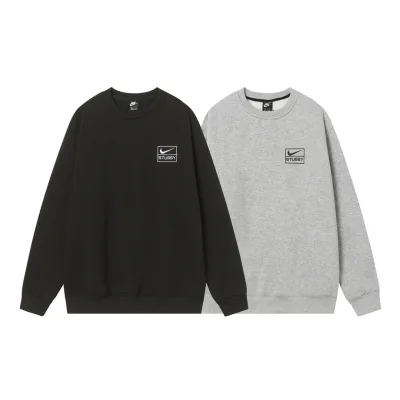 Nike Sweatshirt replika lyxig grå svart fleece bomull broderi samarbete