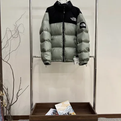 North Face Down Jacka replica lyx Grön Vit Pläd Vinter