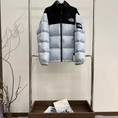 North Face Down Jacket replika super klon lyx Blå Vit