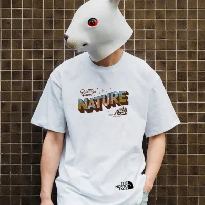 North Face kortärmad replika 1:1 lyxig Cream Cotton Leather